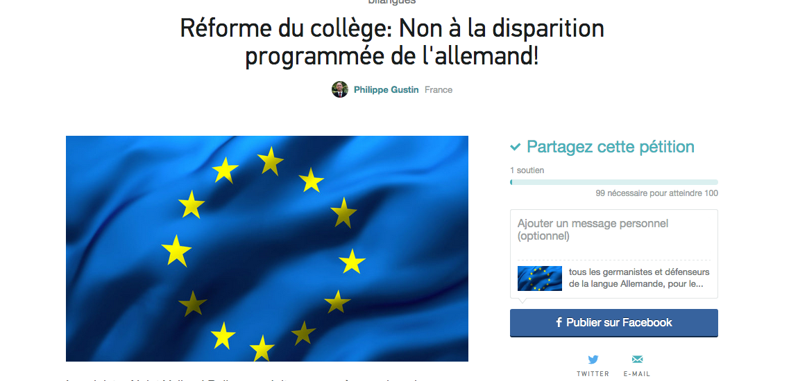 Signez ma pétition #Réformeducollège: Non à la disparition programmée de l'allemand goo.gl/mrbous