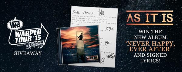 VansWarpedTour's tweet photo. Want to win something cool from @ASITISofficial ? RT for a chance to get these signed #DialTones lyrics! http://t.co/rbQfAemBxc