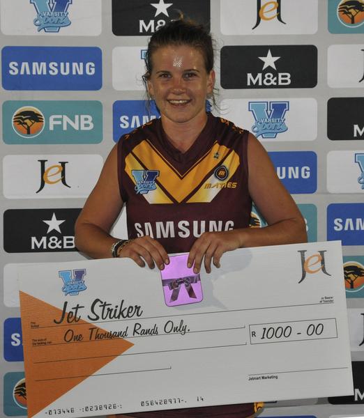 <a href="/Maties_Hockey/">Maties Hockey Club</a> 3 vs 0 <a href="/WitsHockey/">Wits_hockey</a> <a href="/jet_fashion/">Jet</a> Striker of the Match Bronwyn Kretzman of <a href="/Maties_Hockey/">Maties Hockey Club</a>. #VShockey