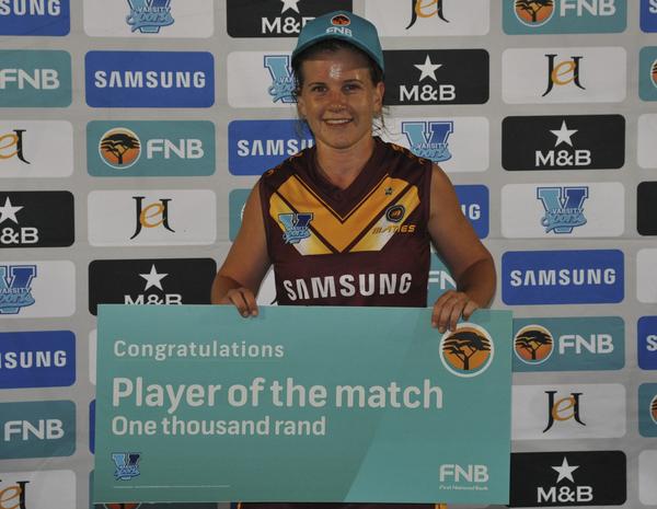 <a href="/Maties_Hockey/">Maties Hockey Club</a> 3 vs 0 <a href="/WitsHockey/">Wits_hockey</a> <a href="/FNBSA/">FNB South Africa</a> Player of the Match Bronwyn Kretzman of <a href="/Maties_Hockey/">Maties Hockey Club</a>. #VarsitySports