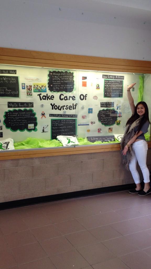 SueLawton2010's tweet photo. "@RHSS_MHAC: The new display booth in front of the school! The topic is SELF-HARM AWARENESS #RHSSMHAC 😁😊 http://t.co/Rfxyq2cpwJ" #loveit
