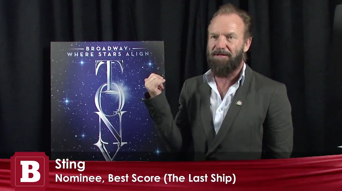 BroadwayTeeVee's tweet photo. #Video | Meet @OfficialSting, @TheTonyAwards Nominee, Best Score for @LastShipMusical | Watch: http://t.co/eqhAnyPDCl http://t.co/orJZZfX7pF