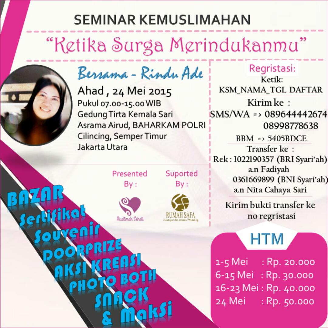 GAULtapi_ISLAMY's tweet photo. Special For You | Seminar Kemuslimahan  | ayo shalihat segera mendaftar... http://t.co/pZw1CVhDTu"