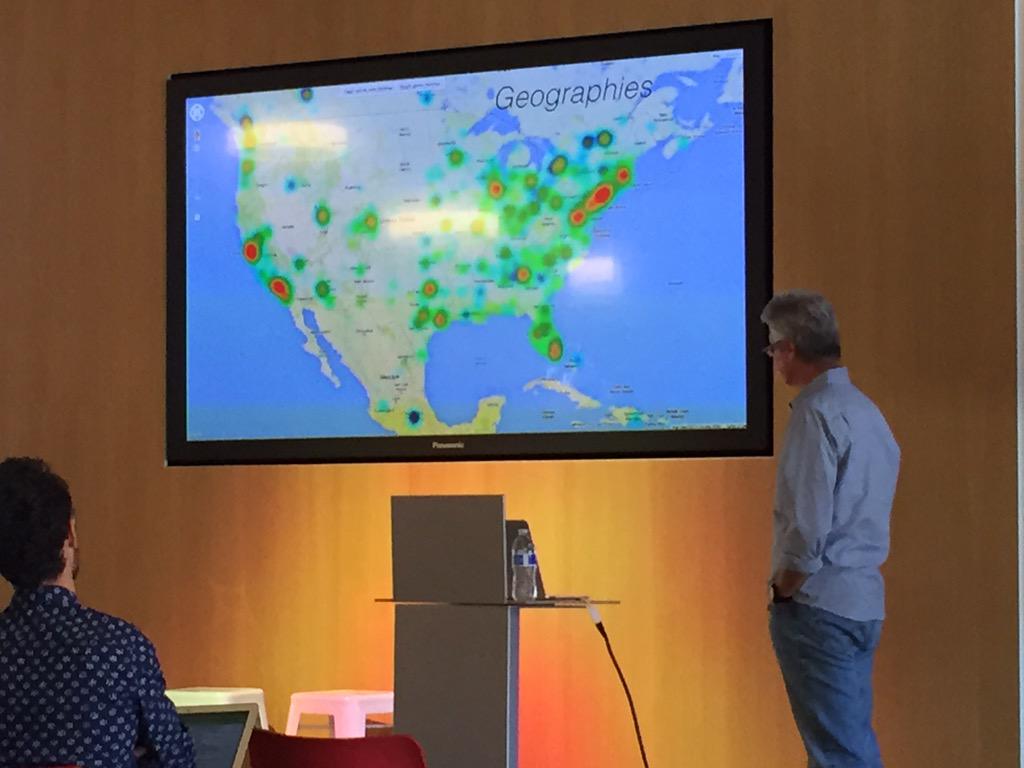 pbljung's tweet image. Track your customers! @anki showing heat map of geo location at @marcbarros #hardwareworkshop