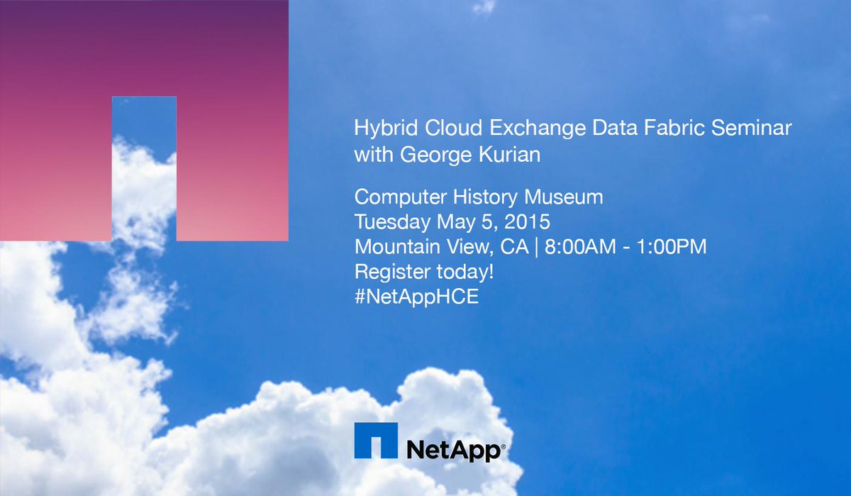 NetApp's tweet photo. #NetAppHCE is making its way to the Bay Area! Register for the May 5th summit now: http://t.co/GmUC3L6lnN http://t.co/shK1gfKmNZ