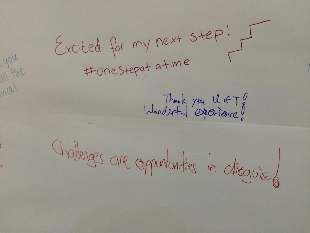 claregilderdale's tweet image. Deep thoughts on our graffiti wall at #NextStepsUofT - challenges are opportunities in disguise!