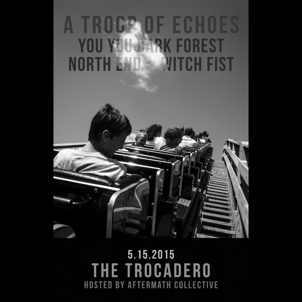 5/15 <a href="/aftermathcoll/">Aftermath Collective</a> hosts  <a href="/thetrocadero/">Trocadero Theatre</a> w/ <a href="/atroopofechoes/">A Troop of Echoes</a> <a href="/northendmusic/">North End</a> and #YouYouDarkForest #postrock #progrock