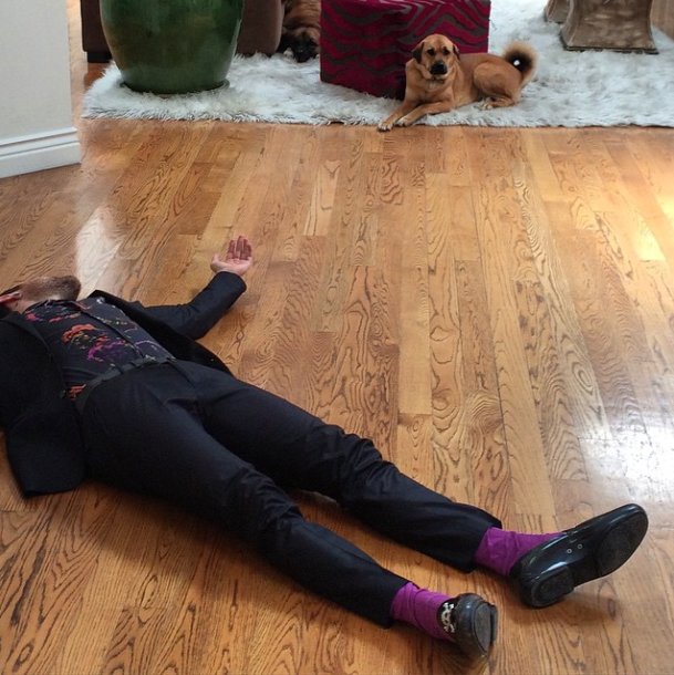 VHMGMT's tweet photo. Just another afternoon with @DaveyHavok and Little Beau.. #fridayhangs at #velvethammer 🐕💥🎤 http://t.co/6YYKe0OKlx
