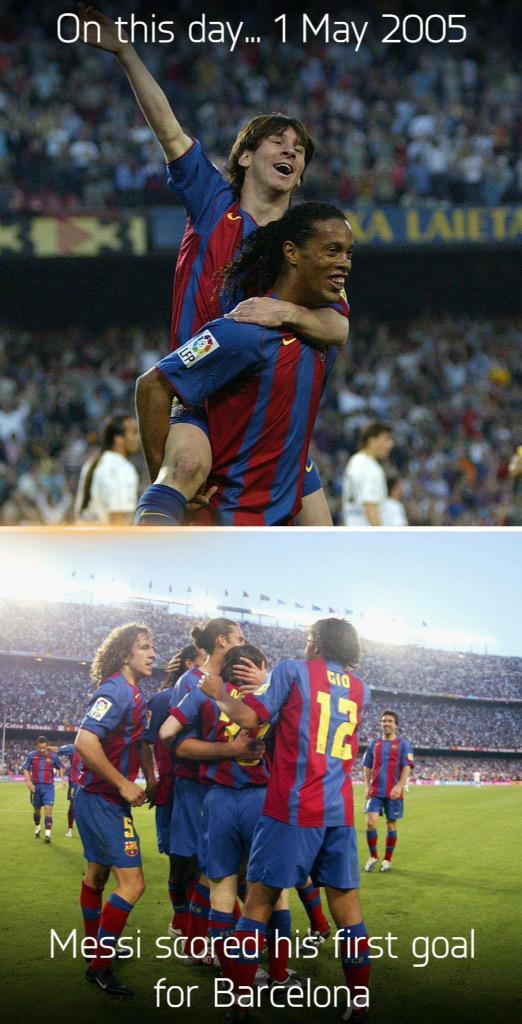 chrisrey78's tweet photo. Hoy hace 10 años #Messi clavó su primer gol par el #Barça http://t.co/4xBItwzLlX