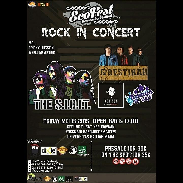 ECOFESTUAJY's tweet photo. @infojogja 15/05/2015 Rock In Concert |  at Pkkh Ugm | @thesigit @RoestinahBand @OPATUA @KOMUSFEUAJY | @ECOFESTUAJY http://t.co/M64xPE7O77