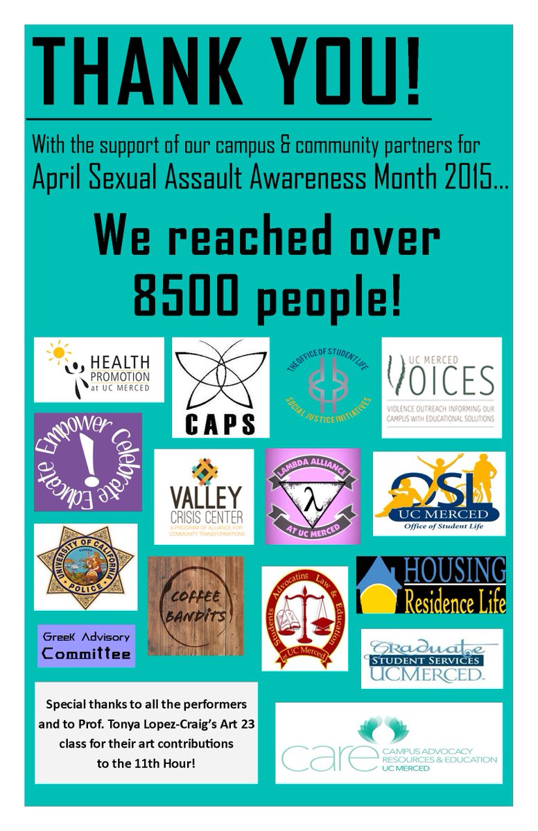 UCMCARE's tweet photo. We couldn't have done it without you! #SAAM2015 # Upstanders #UCMerced http://t.co/EKCCwVOik6
