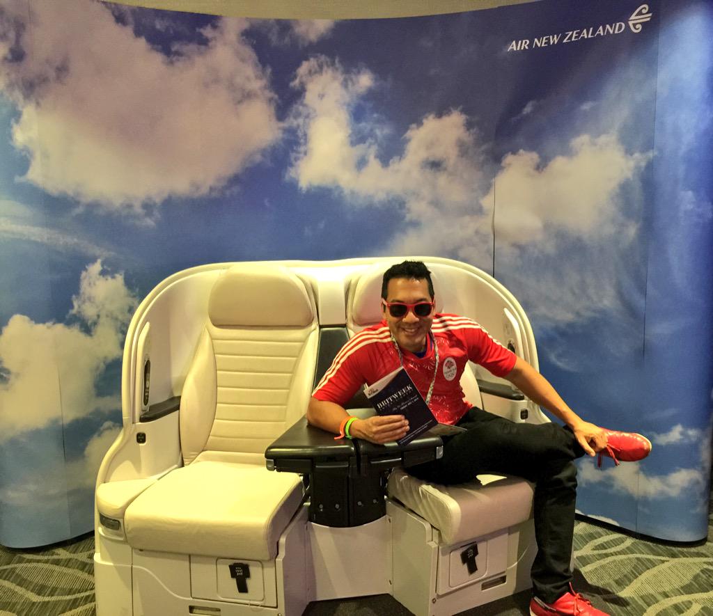 DigitalLA's tweet photo. Our founder @kevinwinston checks out Air New Zealand seats w YES, USB ports! @FlyAirNZ LAX to London #BritWeek2015 http://t.co/bD1hKnlaWx