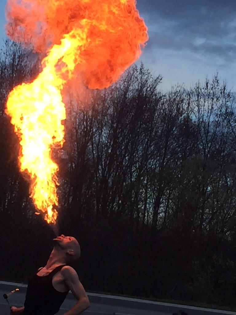 GrotonPixel's tweet image. Watching fire performers at @sbuxlittleton