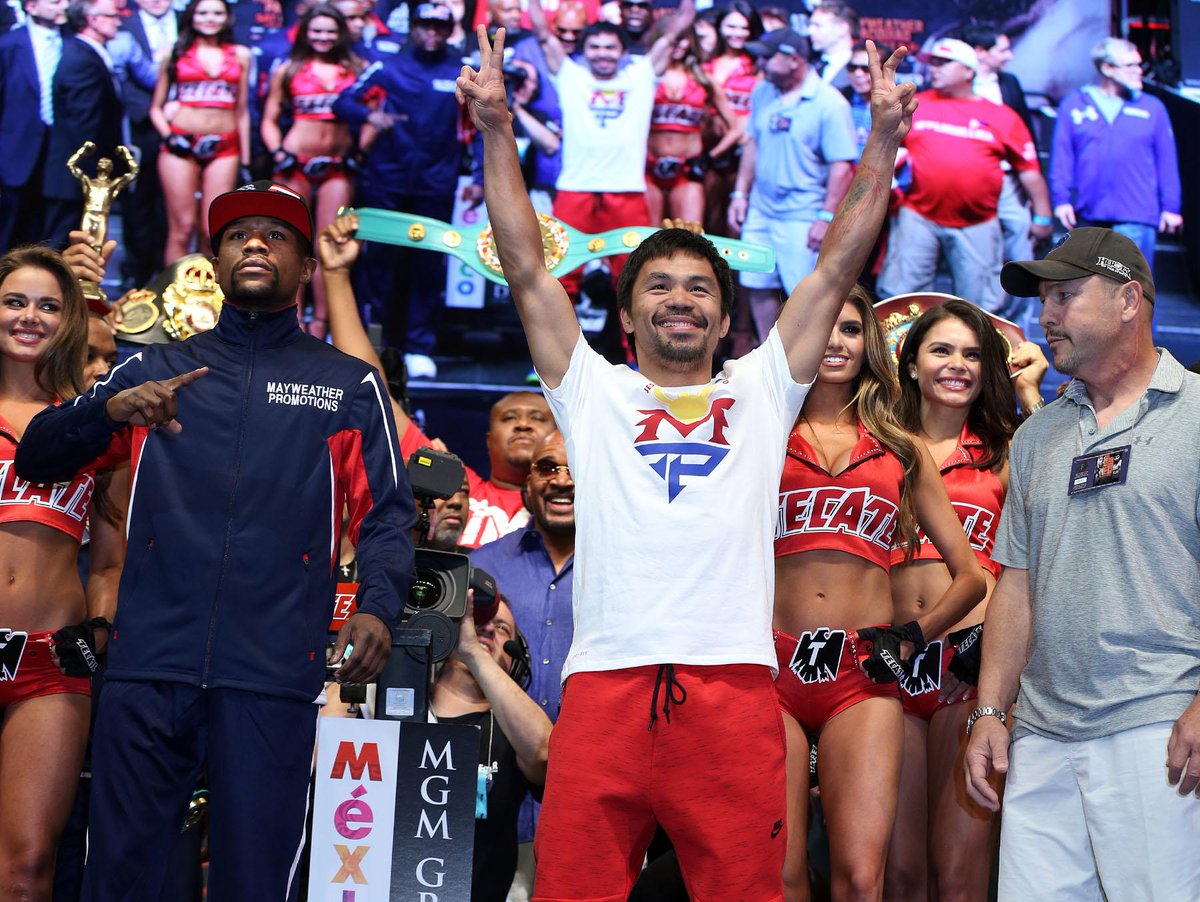 trboxing's tweet photo. Witness history when @FloydMayweather &amp; @MannyPacquiao collide Saturday, May 2nd LIVE on @HBO PPV. #MayPac http://t.co/7dFsJo5Ol0