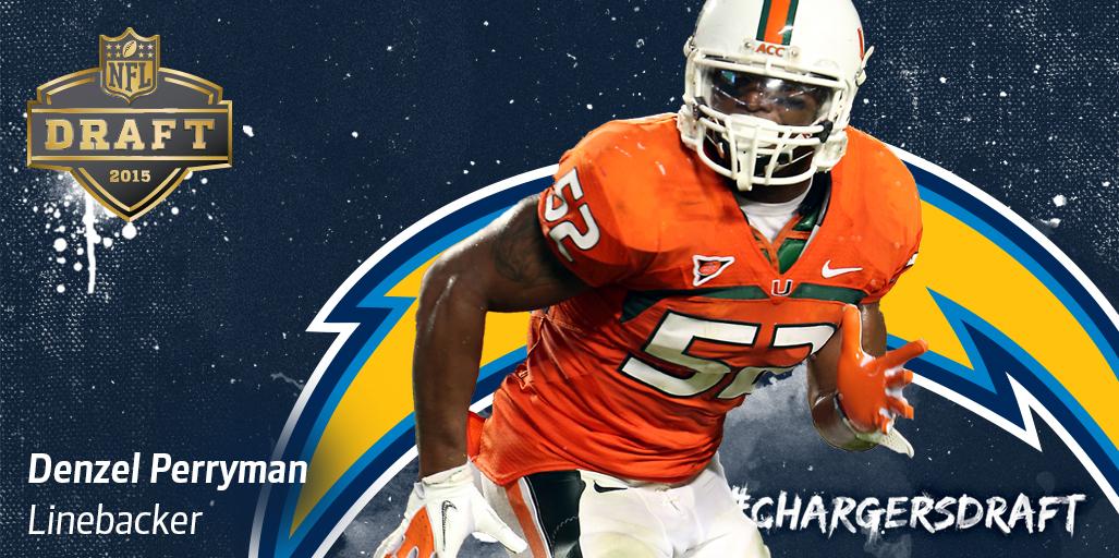 chargers's tweet photo. With the 48th overall pick, the Chargers select ILB Denzel Perryman from Miami. #ChargersDraft http://t.co/rGi744NzGa