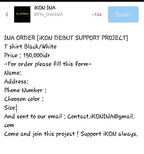 juragankpop's tweet photo. @iKONINA_ Help rt. INA ORDER [iKON DEBUT SUPPORT PROJECT]
Come and join this project ! Support iKON!
Details on pic! http://t.co/21K7z3nmTL
