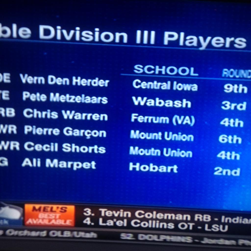 zeewabash's tweet photo. Watching the draft and @WabashCollege gets some love! @wabashathletics http://t.co/8F8jTpOHzj
