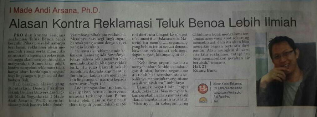 Liat pernyataan akademisi <a href="/madeandi/">I Made Andi Arsana (IG:@madeandi)</a> ttg argumen penolak reklamasi. Bandingan dgn fitnah dr pro reklamasi ke kami!