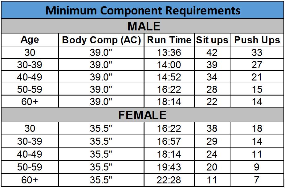 Air Force Physical Fitness Chart