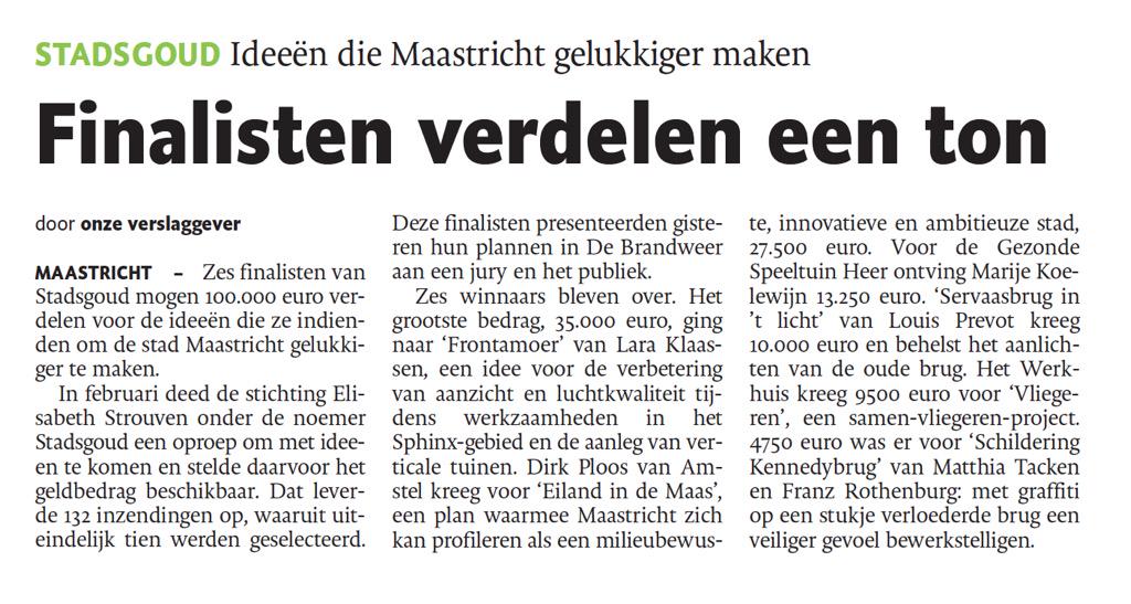 JPToonen's tweet photo. #Stadsgoud in Dagblad de Limburger #maastricht #finale http://t.co/Sdio9Euw58