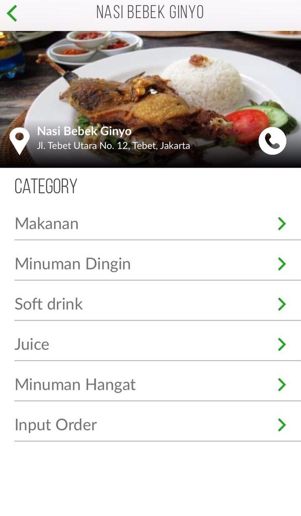bebekginyo's tweet photo. Menu di Go-Jek app kira kira seperti ini tampilannya http://t.co/E93L6XglzO
