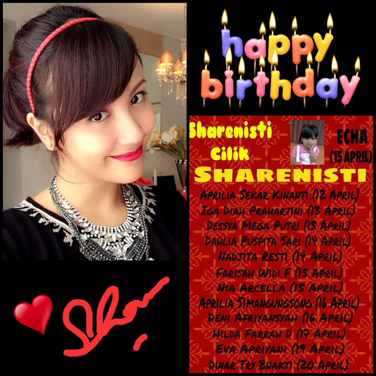 MrsSharenaD's tweet photo. Happy b’day, sharenisti! :* http://t.co/tFJUT5qAMW