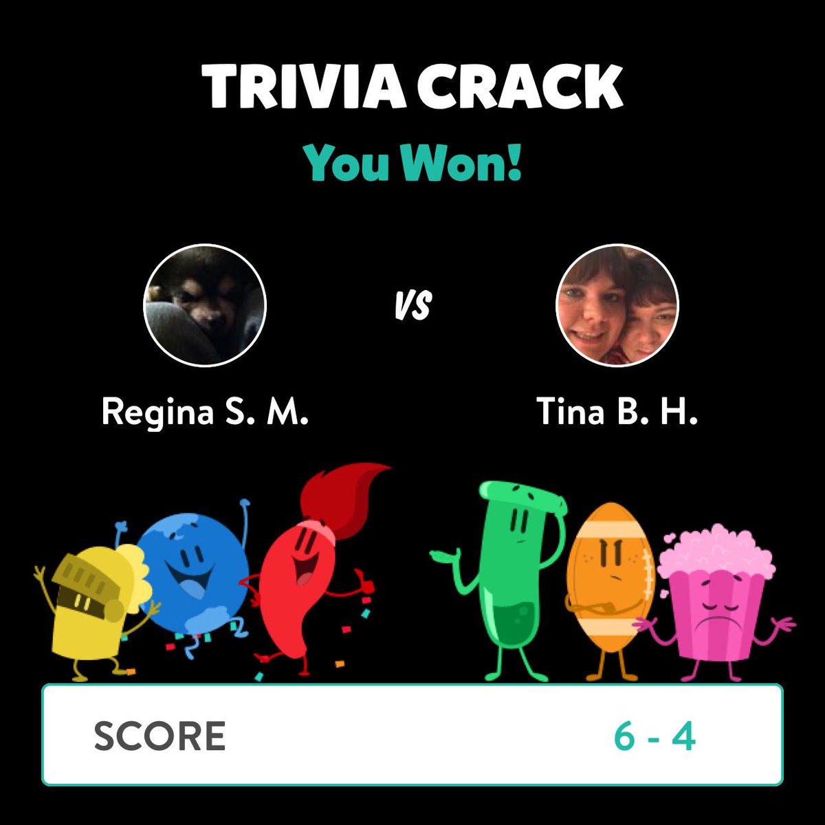 Regina Sorto Mccarter just won a game against Tina Barkley Holloway in Trivia Crack!  triviacrack.com/en/landing