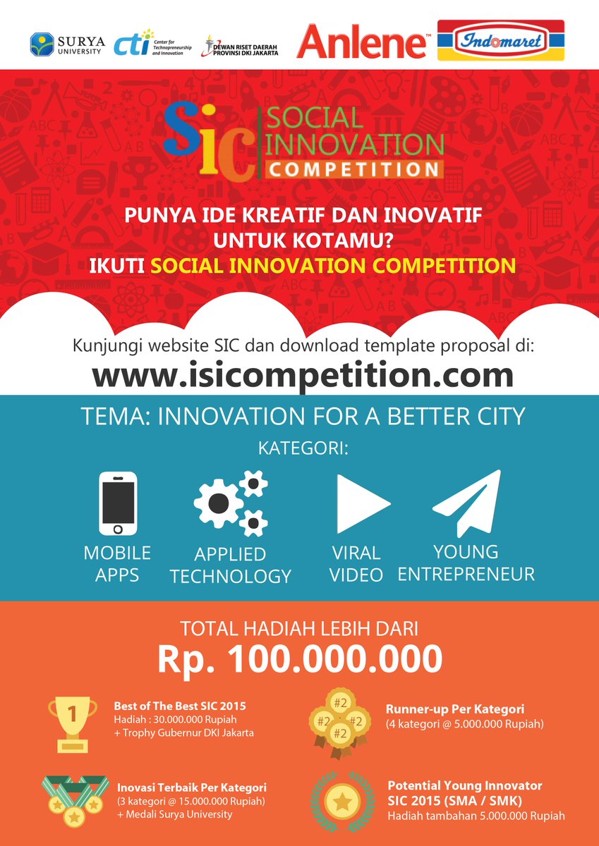 Indomaret's tweet photo. Punya ide kreatif u/ kotamu? Ikuti SIC 2015 http://t.co/AhtAatgneN Support by @suryauniversity @Indomaret @sicsurya http://t.co/iVx2JEVynJ