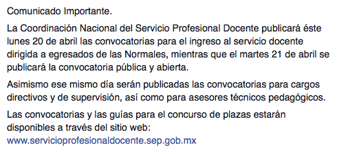SectorMisantla's tweet photo. Convocatorias: Ingreso al servicio docente y promoción a cargos directivos 20 y 21 de abril. 
http://t.co/arcMBgcShu http://t.co/4pDHLVhJ3L
