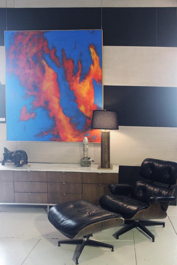 warehouse414's tweet photo. Angela Lexow’s "Fire in the Sky", Knoll credenza &amp; Eames lounge chair look great together!! http://t.co/8DyMKPUVxZ http://t.co/NkwOPVqcj7