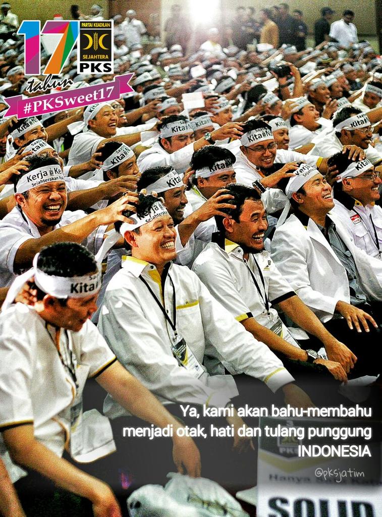 Kami akan bahu membahu menjadi otak, hati, dan tulang punggung Indonesia. Barokallah <a href="/PKSejahtera/">DPP PKS</a> #PKSweet17
