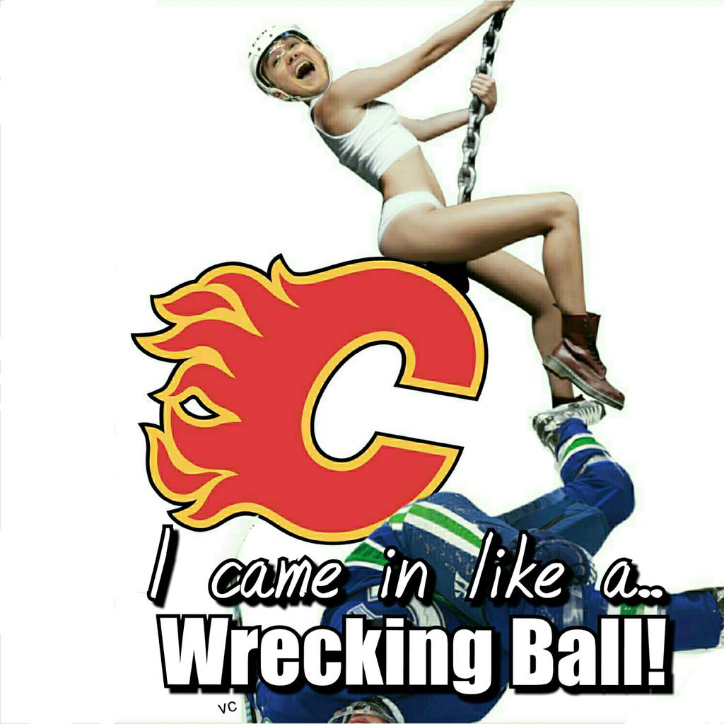 vernonj007's tweet photo. @CalgaryFlames Michael #Ferland came in like a #WreckingBall. Congrats Bennett on 1st goal. #GoFlamesGo #yyc #Flames http://t.co/jb01nUIdhb