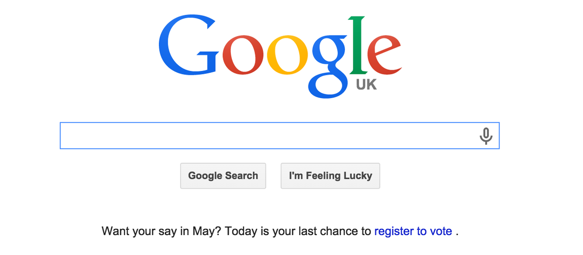 RegistHERtoVote's tweet photo. Super happy to see .@google getting people to #RegisterToVote You've got 12 HOURS left people: http://t.co/rdeyJIl0t3 http://t.co/2IDqC4rBSs