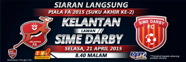 RTM_Malaysia's tweet photo. LIVE! PIALA FA 2015 (Suku Akhir Ke-2) : KELANTAN lawan SIME DARBY, 8.40 malam esok @tv2_rtm | http://t.co/QaWGN7t5hF http://t.co/eMTaDmkxcI