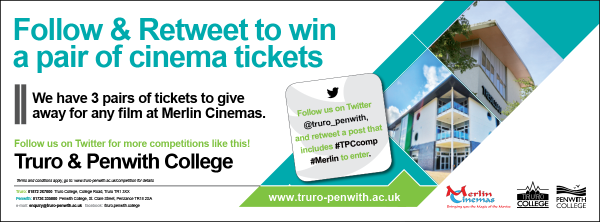 Truro_Penwith's tweet photo. Follow and Retweet for a chance to win @MerlinCinemas tickets. #Merlin #TPCcomp
Competition ends 27th April 2015. http://t.co/PO9ll3atZQ