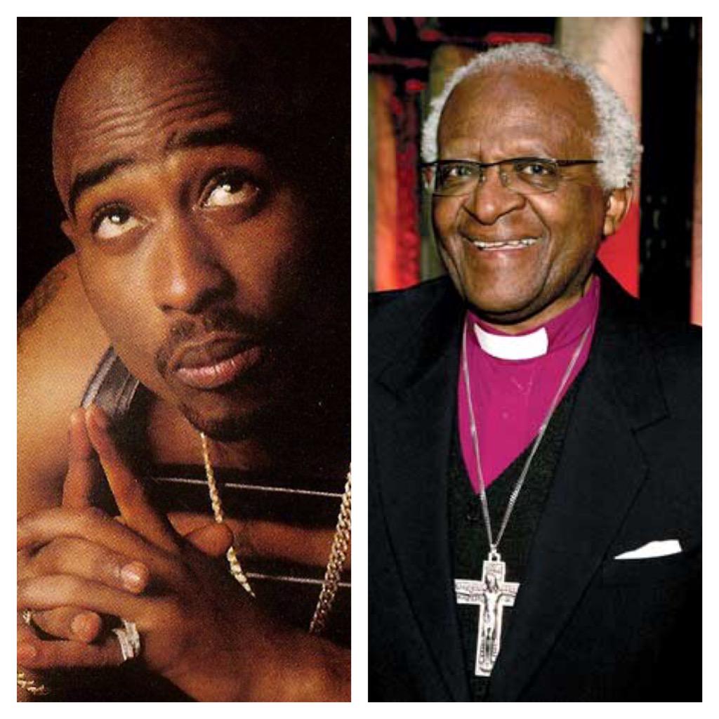 BizarreChoices's tweet photo. Blaze up with Tupac (RT) or praise up with Desmond Tutu (Fav)? #420 #tupac #tutu #WouldYouRather http://t.co/9qnGc0HHId