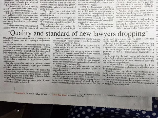 BONadvocates's tweet photo. 20.4.15: "Quality and standard of new lawyers dropping." @edmundbon What are we going to do about it? #3rdR #3Rs http://t.co/nXPCs3IrCP