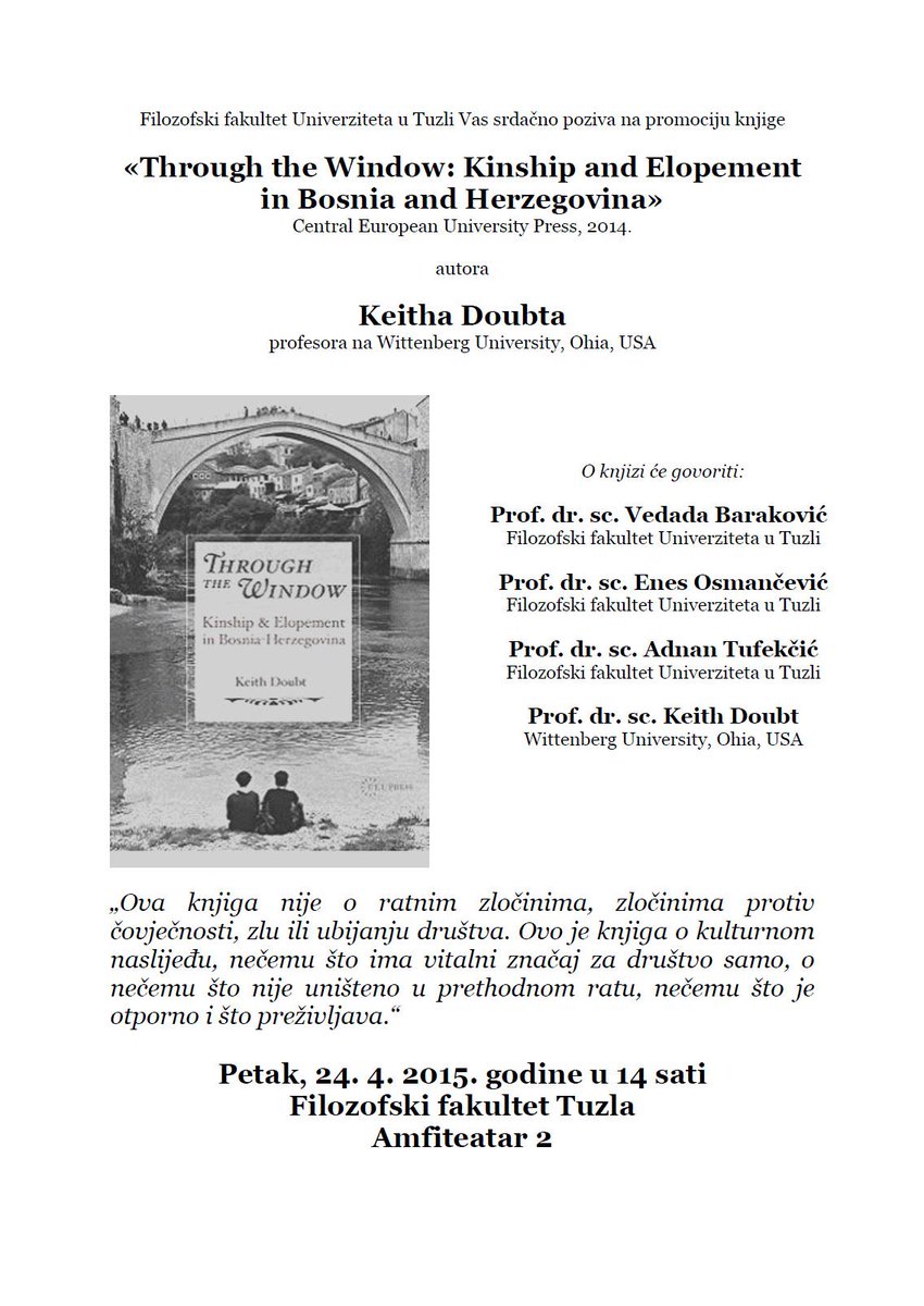 zurnal_untz's tweet image. Najava: Keith Doubt promovirat će novu knjigu na Filozofskom fakultetu u Tuzli u petak, 24.4.2015. u 14 sati.