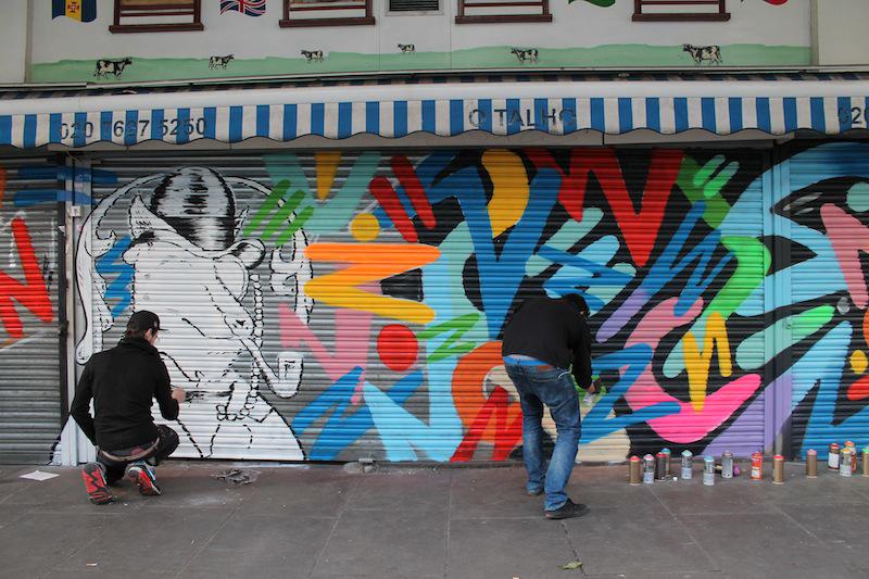 BrixtonBlog's tweet photo. New #SaveBrixtonArches art going up yesterday - check it out... cc @thisonesart @tizerone @Thisisidiom http://t.co/QAKmnsGsr7