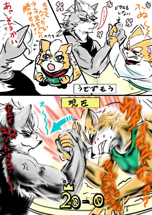 .@enn_9 まこっちゃんへ ウルフにヒィヒイ言わされてるフォックス(語弊) #2014年豪快に過ぎ去ったけどふぁぼしてくれた人へ絵を描く