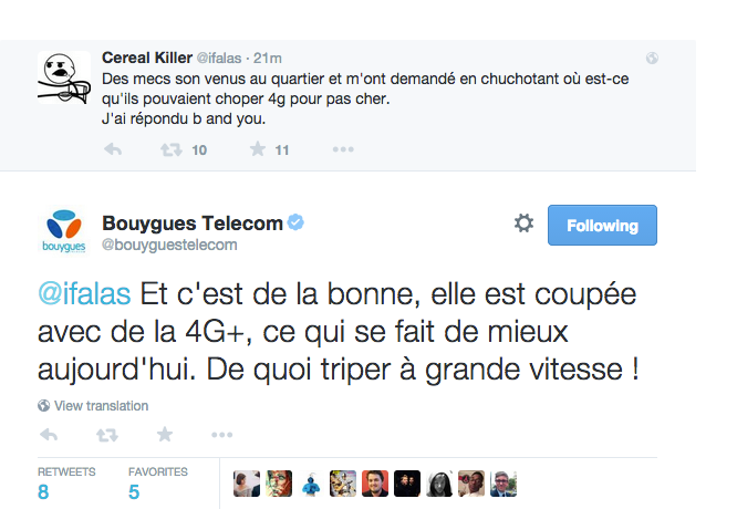 [PépitesduCM]
<a href="/bouyguestelecom/">Bouygues Telecom</a> se mettrait à dealer donc ! #CM #SocialMedia