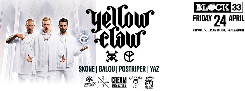 Block33live's tweet image. Υellow Claw - Online προπώληση εισιτηρίων :
eventbrite.com/e/yellow-claw-…
&amp;amp; στα: CREAM TATTOO , TRAP BASEMENT