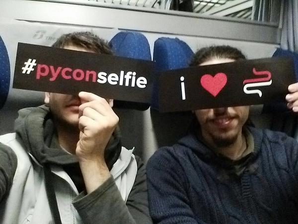dnlcrl's tweet photo. On our way home after #pycon6. Thanks to #Florence and all PyCon attendees! #pyconselfie http://t.co/BiWl87Wmsa