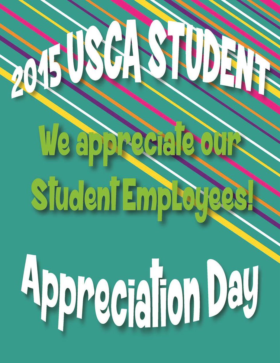 TODAY is Student Employee Appreciation Day!
THANK YOU STUDENTS FOR ALL YOU DO!
#USCAiken <a href="/USCAGetInvolved/">USCA Get Involved</a>