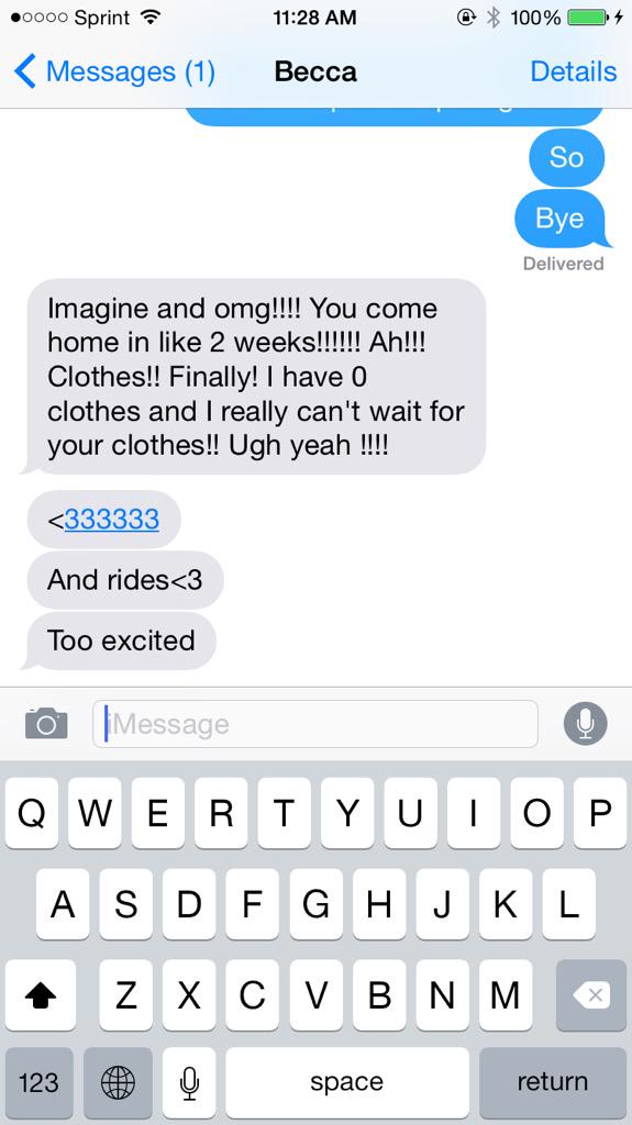 gabbycanaan's tweet photo. When ur only missed for clothes and rides... http://t.co/bcSSKTkd36