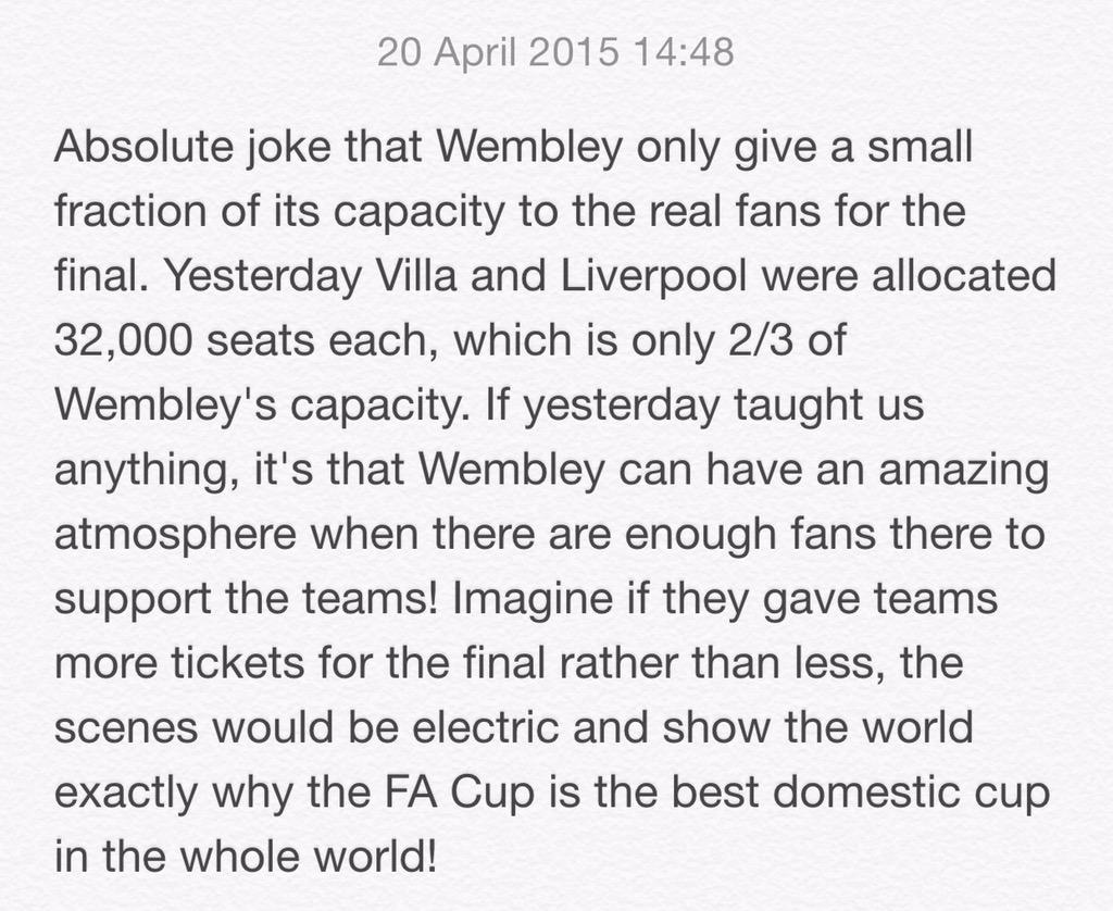 #Wembley #FaCup #FACupFinal #AVFC #AFC #TicketAllocation