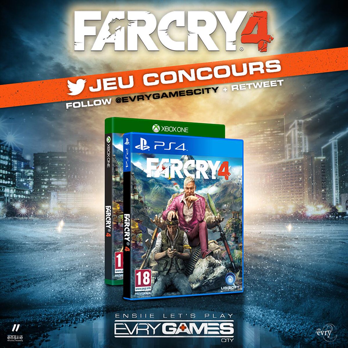 EvryGamesCity's tweet image. #Concours Remportez FARCRY4 XboxOne/PS4 au choix avec @UbisoftFR ! Fin le 24/04 ! Instructions dans l'image ;-)