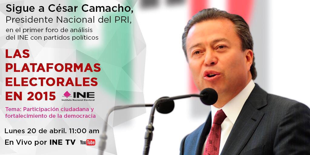 PlataformaPRI15's tweet photo. @CCQ_PRI participará en el 1er foro de análisis del @INEMexico con partidos políticos #PropuestasPorLoQueMásQuieres http://t.co/sY4fH7mMJg