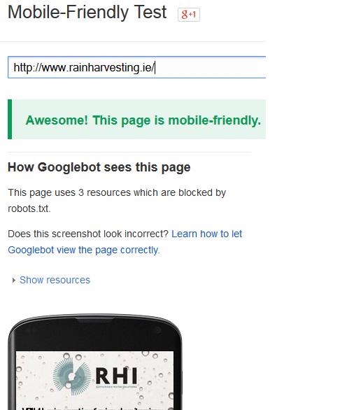 RHIWater's tweet image. Google thinks our mobile friendly site is "AWESOME!" Check it out for yourself rainharvesting.ie @RHIWater