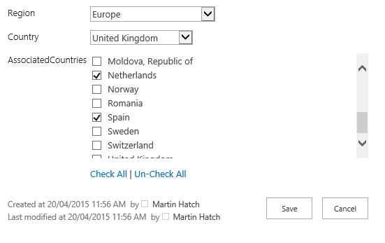 MartinHatch's tweet image. last min #JSLink demo @ 4:15 Lookup fields as cascading drop-downs and multi-select checkboxes #spevo #evoconf